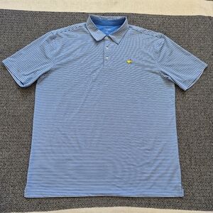 Masters Tech Men's Blue & White Stripe Golf Polo Short Sleeve Size XX-Large